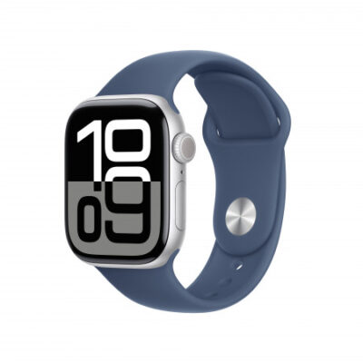 Apple Watch Series 10 GPS 42mm Argento Cassa Alluminio con Denim Sport Band – S/M