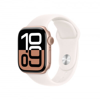 Apple Watch Series 10 GPS 42mm Rose Oro Cassa Alluminio con Cinturino Sport Rosa Fard – M/L