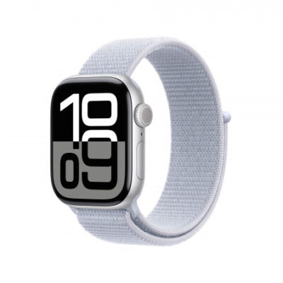 Apple Watch Series 10 GPS + Cellular 42mm Argento Cassa Alluminio con Cinturino Sport Loop Nuvola Blu