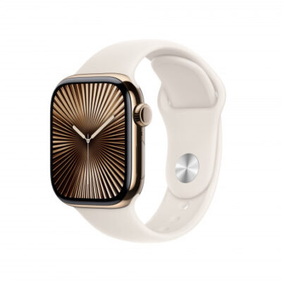 Apple Watch Series 10 GPS + Cellular 42mm Cassa Titanio Oro con Galassia Sport Band – M/L