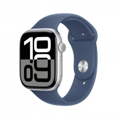 Apple Watch Series 10 GPS + Cellular 46mm Argento Cassa Alluminio con Denim Sport Band – S/M