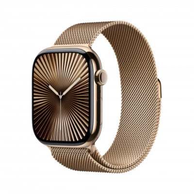 Apple Watch Series 10 GPS + Cellular 46mm Cassa Titanio Oro con Oro Milanese Loop – M/L