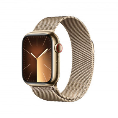 Apple Watch Series 9 GPS + Cellular 41mm Cassa in acciaio inossidabile gold – Gold milanese loop