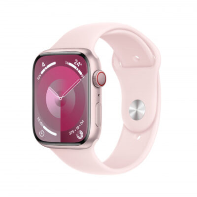 Apple Watch Series 9 GPS + Cellular 45mm Cassa in alluminio rosa – Cinturino sport rosa confetto – S/M