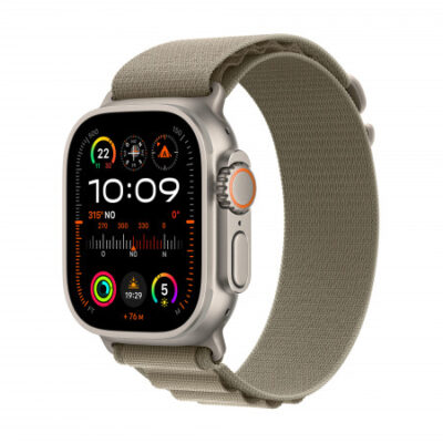 Apple Watch Ultra 2 GPS + Cellular, 49mm Cassa in titanio con oliva alpine loop – small