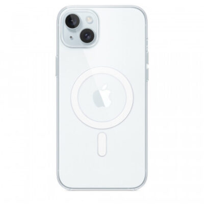 Custodia con Magsafe in Silicone per iPhone 15 Plus – Trasparente