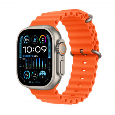 2023 – Apple Watch Ultra 2 GPS + Cellular, 49mm Cassa in titanio con Arancione Ocean band