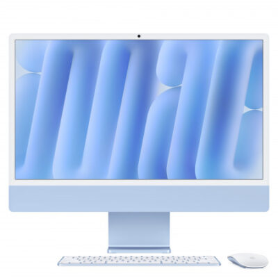 iMac 24″ con Retina 4.5K display: Apple M4 chip con 10-core CPU and 10-core GPU, 16GB, 256GB SSD – Magic Keyboard con Touch ID –  Blu