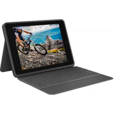 Logitech SLIM FOLIO RUGGED Custodia con Tastiera Protettiva per iPad 7ª,8ª e 9ª generazione con Smart Connector Graphite